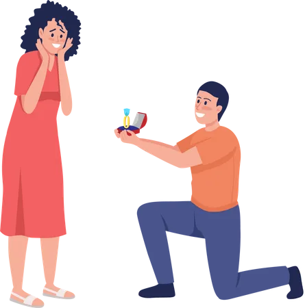 Man proposing to his beloved woman Illustration