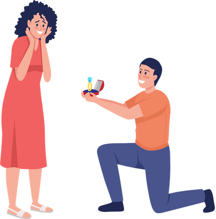 Man proposing to his beloved woman  Illustration