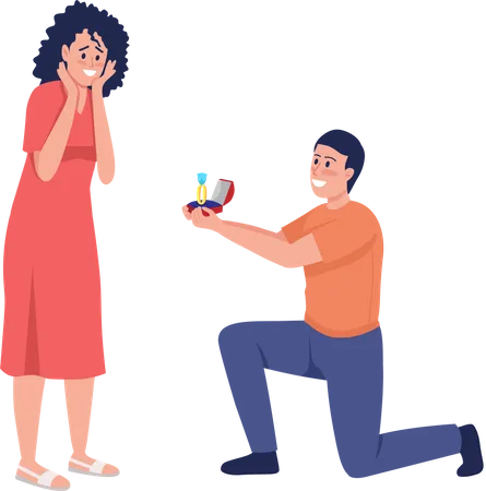 Man proposing to his beloved woman  Illustration