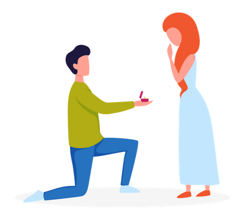 Man proposing to woman  Illustration