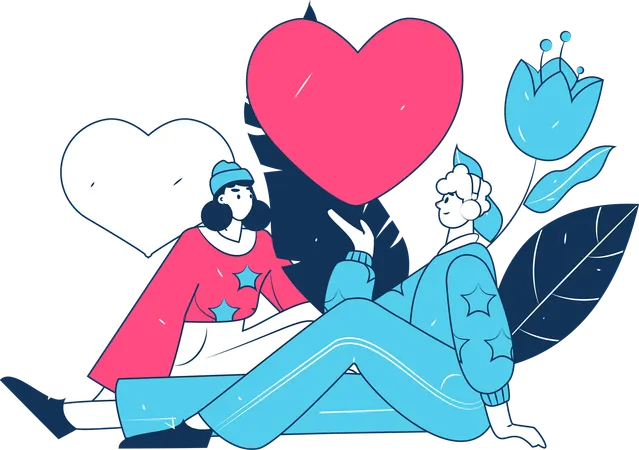 バレンタインデーに男性が女性にプロポーズする  イラスト