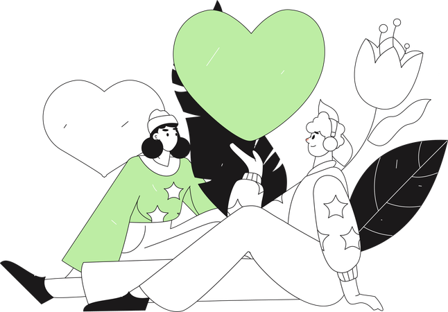 Man proposing to woman on valentine day  Illustration