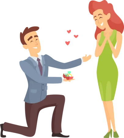 Man proposing woman Illustration