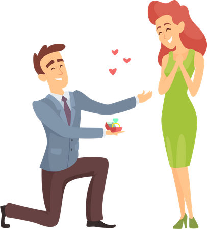 Man proposing woman  Illustration