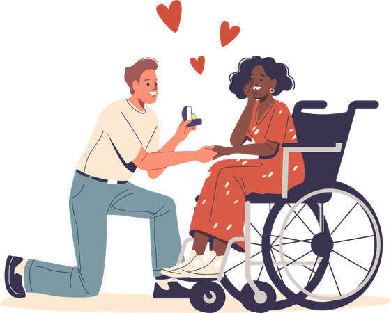 Man proposing woman  Illustration