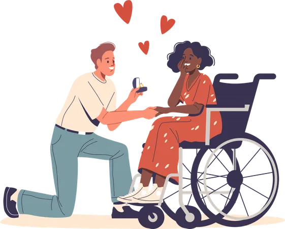 Man proposing woman  Illustration