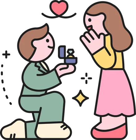 Man Proposing Woman  Illustration