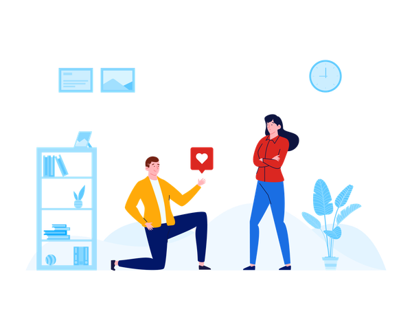 Man proposing woman  Illustration