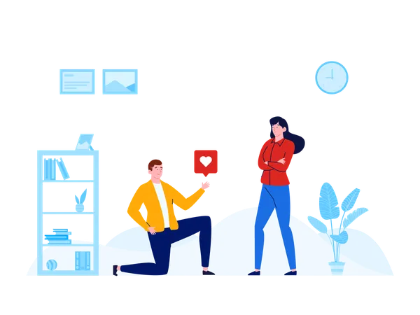 Man proposing woman  Illustration