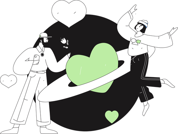 Man proposing woman on Valentines day  Illustration