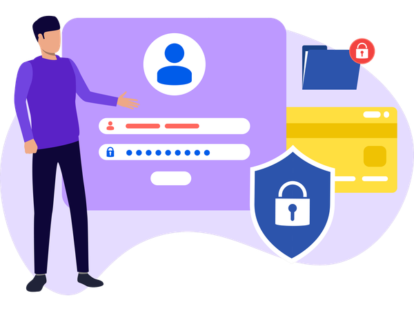 Man Protect personal Data  Illustration