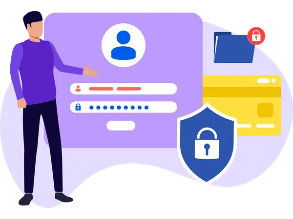 Man Protect personal Data  Illustration