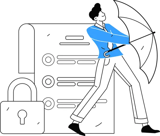 Man protecting copyright document  Illustration