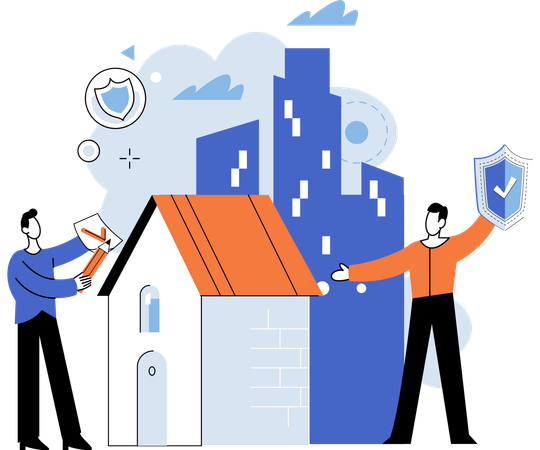 Man protecting home from accident  Illustration
