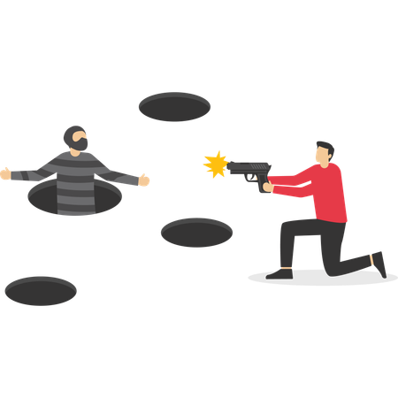オンライン詐欺から身を守る男性  イラスト