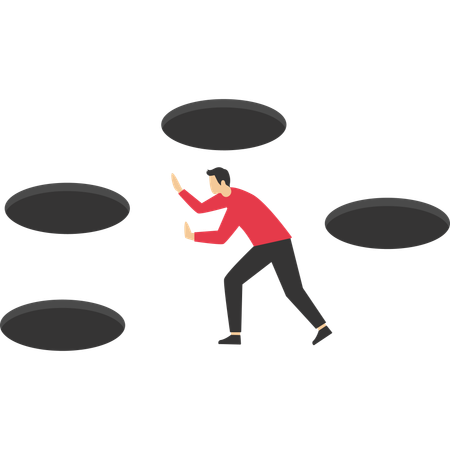 Man protecting self from online scam  Illustration