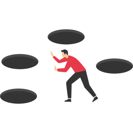 Man protecting self from online scam  Illustration