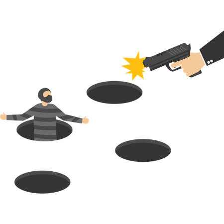 Man protecting self from online scam  Illustration