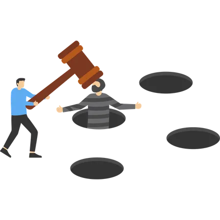 Man protecting self from online scam  Illustration
