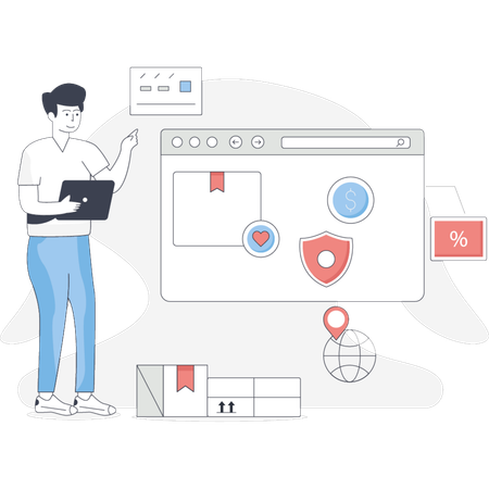 Man  protection delivery parcel  Illustration