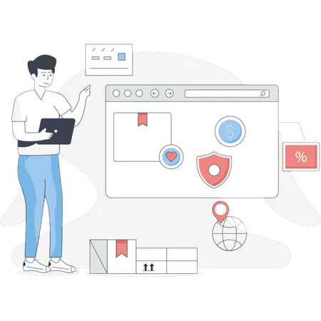 Man  protection delivery parcel  Illustration