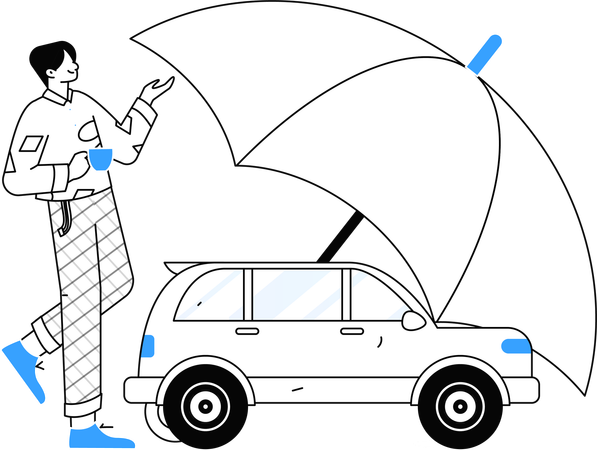 Man protects his car against any damage  Illustration