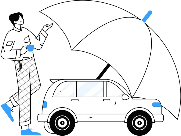 Man protects his car against any damage  Illustration