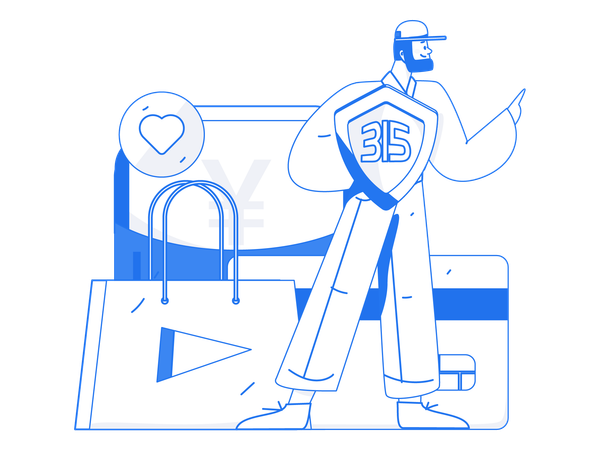 Man protects his shopping rights  Illustration