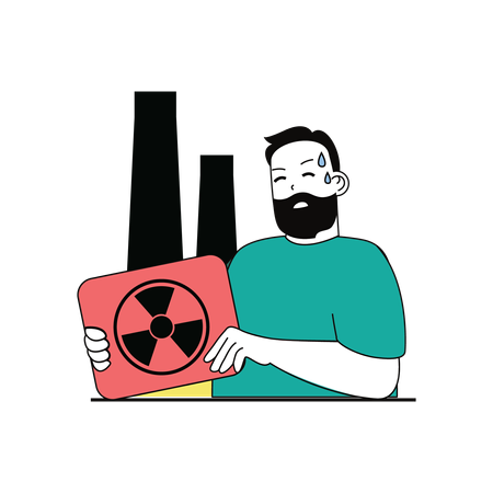 Man protesting against hazardous waste disposal from industries  Illustration