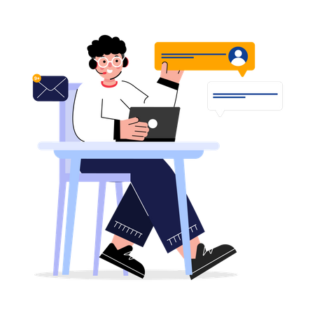 Man provide Customer Service  Illustration