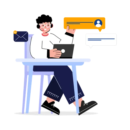 Man provide Customer Service  Illustration