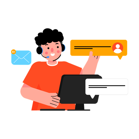 Man provide Customer Service  Illustration