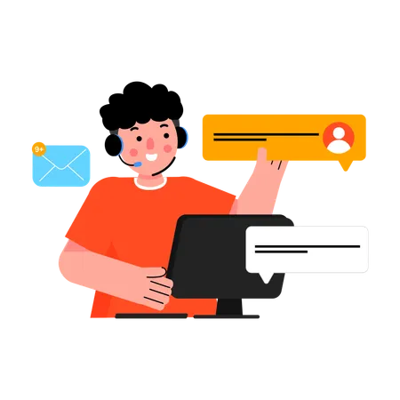 Man provide Customer Service  Illustration