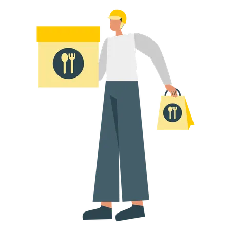 Man provide Takeout Delivery  Illustration