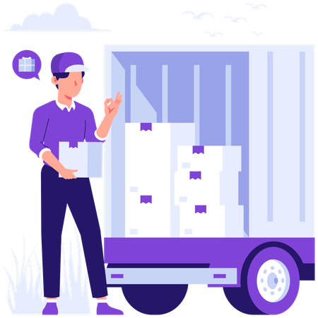 Man provides door delivery  Illustration