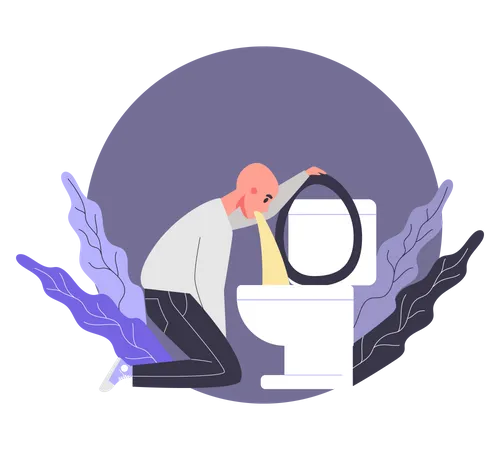 Man puking due to chemotherapy  Illustration