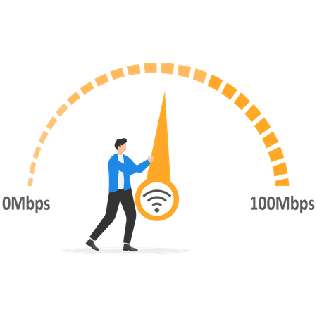 Man pulling arrow on for measuring scale  Illustration