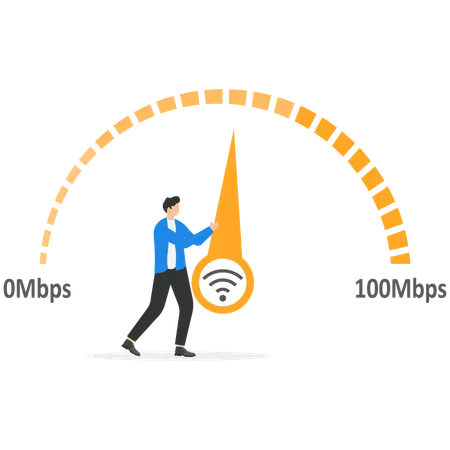 Man pulling arrow on for measuring scale  Illustration