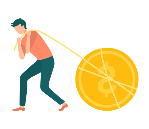 Man Pulling Dollar  Illustration