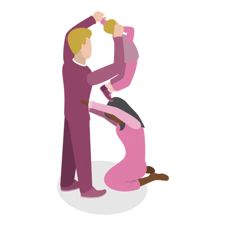 Man pulling kid from lady  Illustration