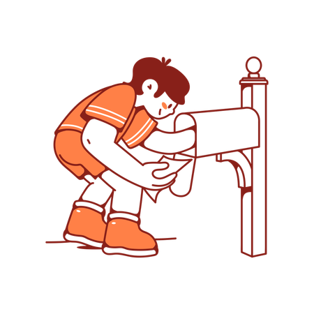 Man pulls new notices out of his mailbox  Illustration
