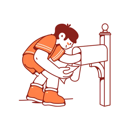 Man pulls new notices out of his mailbox  Illustration