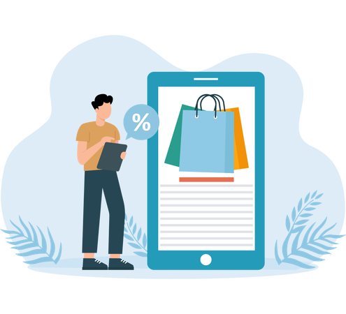 Man Purchase During Discount  Illustration