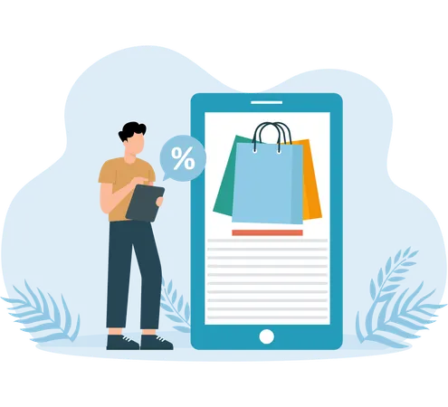 Man Purchase During Discount  Illustration