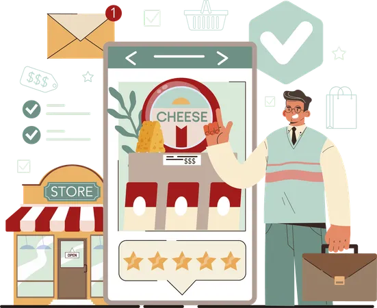 Man purchase online items  Illustration