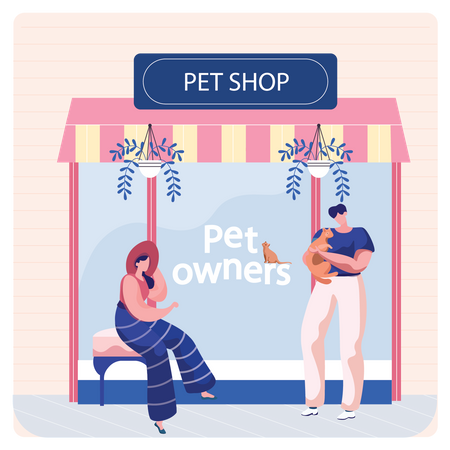 Man purchased cat from pet shop Illustration