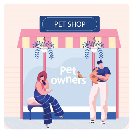 Man purchased cat from pet shop Illustration