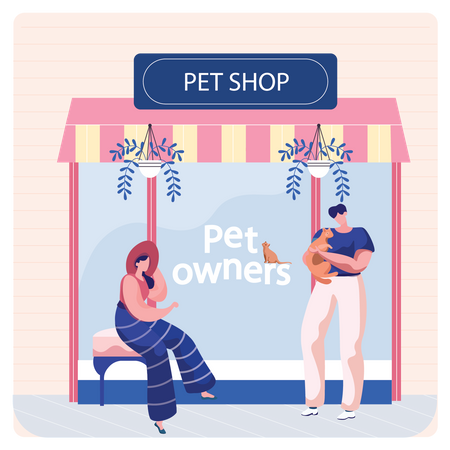 Man purchased cat from pet shop  Illustration