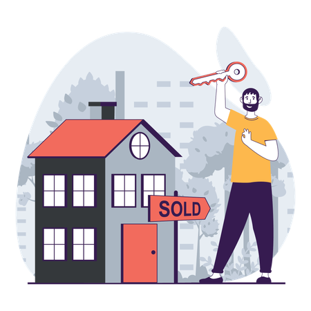 Man purchased house on sale  Illustration
