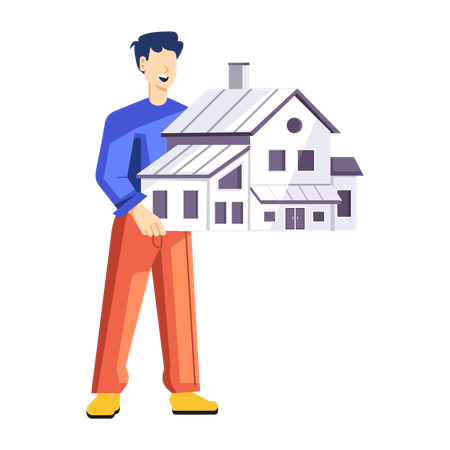 Man purchases new house for his family  Illustration